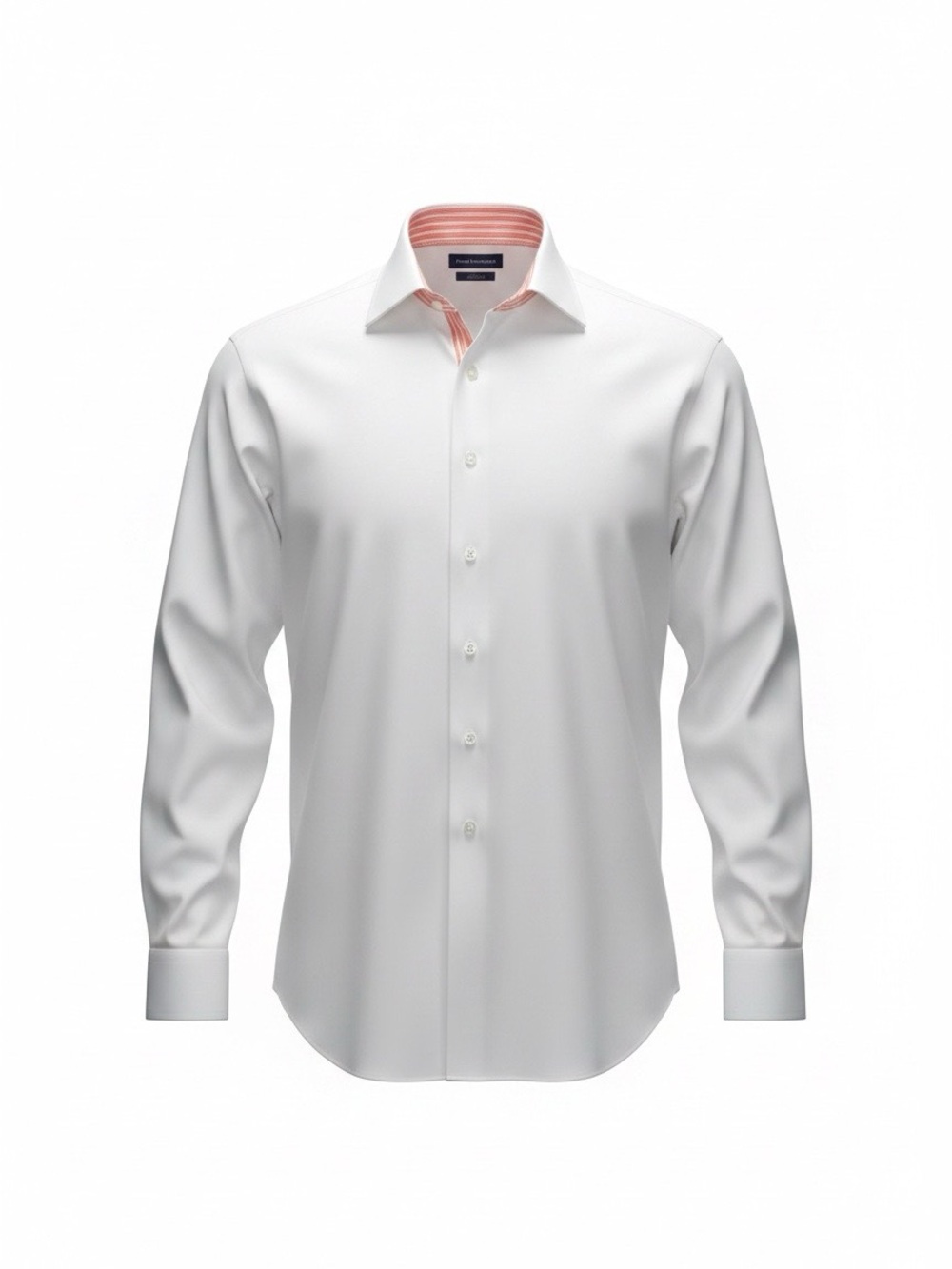 Paul Fredrick White Dress Shirt with Pink-Striped Inner Collar